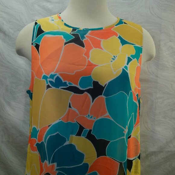 Nine West Tango Multi Floral Georgette Shift Dress Size 14 (140) - Picture 1 of 12